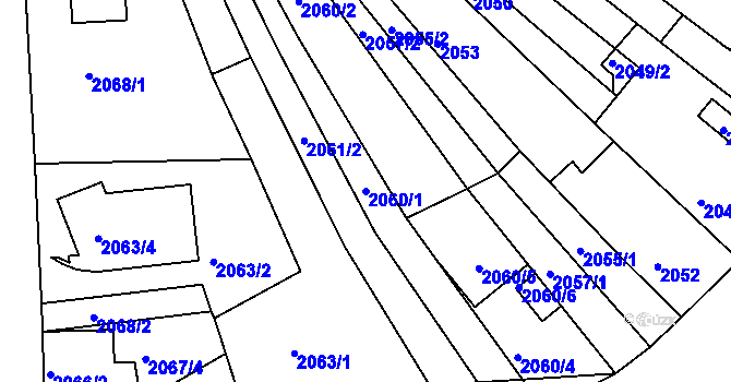 Parcela st. 2060/1 v KÚ Líšeň, Katastrální mapa