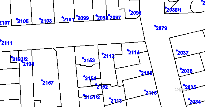 Parcela st. 2112 v KÚ Líšeň, Katastrální mapa