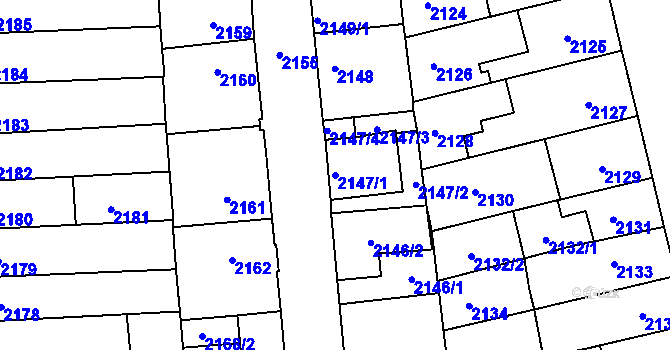 Parcela st. 2147/1 v KÚ Líšeň, Katastrální mapa