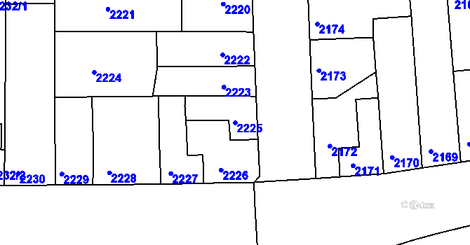 Parcela st. 2225 v KÚ Líšeň, Katastrální mapa