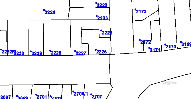 Parcela st. 2226 v KÚ Líšeň, Katastrální mapa