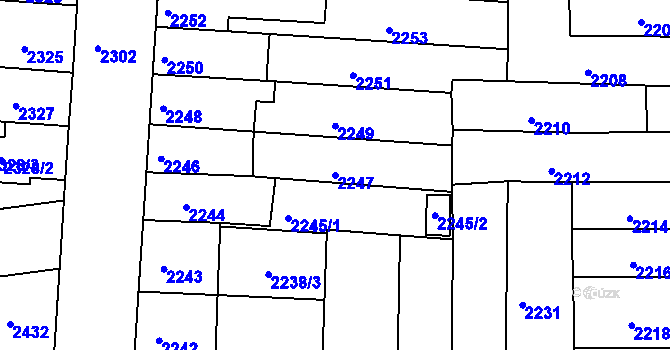 Parcela st. 2247 v KÚ Líšeň, Katastrální mapa