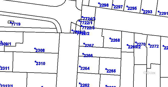 Parcela st. 2267 v KÚ Líšeň, Katastrální mapa