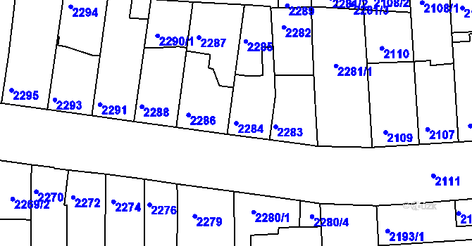 Parcela st. 2284 v KÚ Líšeň, Katastrální mapa