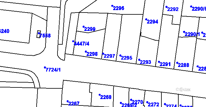 Parcela st. 2297 v KÚ Líšeň, Katastrální mapa