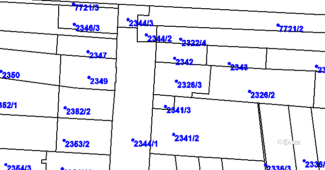 Parcela st. 2326/5 v KÚ Líšeň, Katastrální mapa