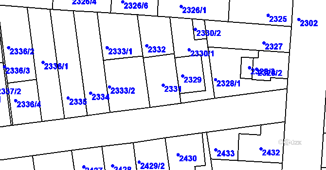 Parcela st. 2331 v KÚ Líšeň, Katastrální mapa