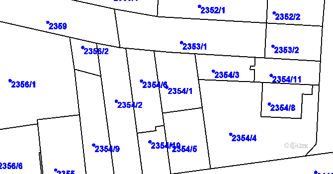 Parcela st. 2354/1 v KÚ Líšeň, Katastrální mapa