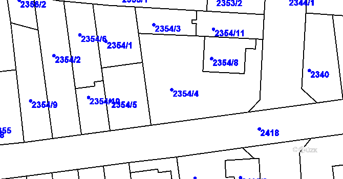 Parcela st. 2354/4 v KÚ Líšeň, Katastrální mapa