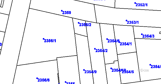 Parcela st. 2354/7 v KÚ Líšeň, Katastrální mapa