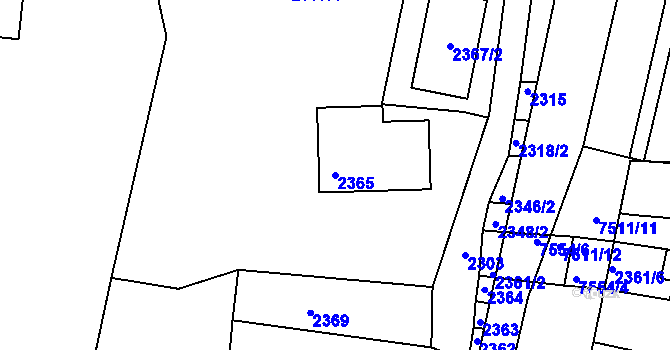 Parcela st. 2365 v KÚ Líšeň, Katastrální mapa