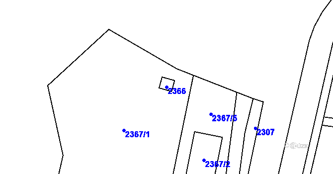 Parcela st. 2366 v KÚ Líšeň, Katastrální mapa