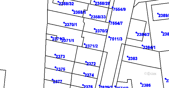 Parcela st. 2371/2 v KÚ Líšeň, Katastrální mapa