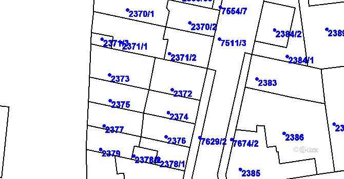 Parcela st. 2372 v KÚ Líšeň, Katastrální mapa