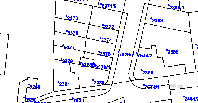 Parcela st. 2376 v KÚ Líšeň, Katastrální mapa