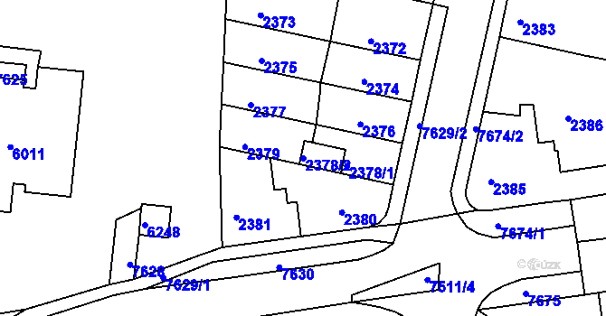 Parcela st. 2378/2 v KÚ Líšeň, Katastrální mapa