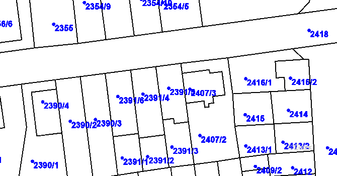 Parcela st. 2391/5 v KÚ Líšeň, Katastrální mapa