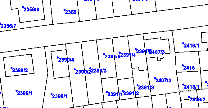 Parcela st. 2391/6 v KÚ Líšeň, Katastrální mapa