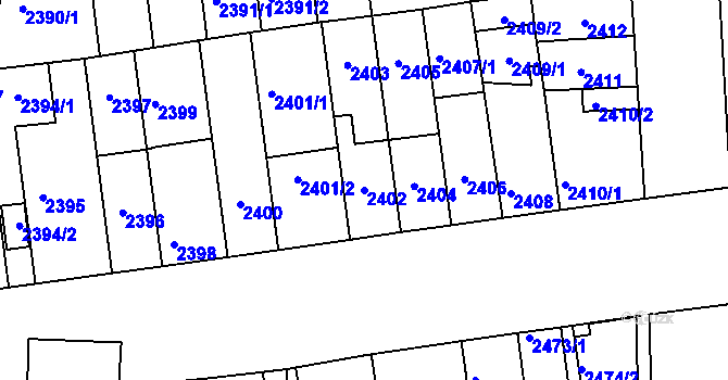 Parcela st. 2402 v KÚ Líšeň, Katastrální mapa