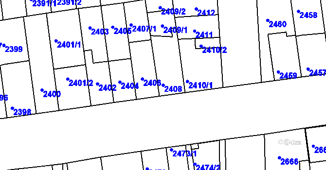 Parcela st. 2408 v KÚ Líšeň, Katastrální mapa