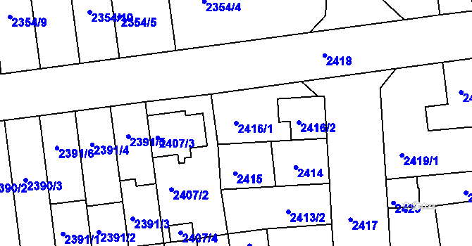 Parcela st. 2416/1 v KÚ Líšeň, Katastrální mapa