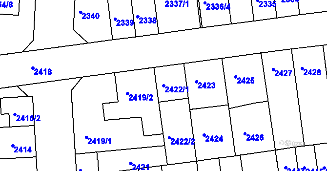 Parcela st. 2422/1 v KÚ Líšeň, Katastrální mapa