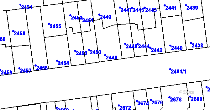Parcela st. 2448 v KÚ Líšeň, Katastrální mapa