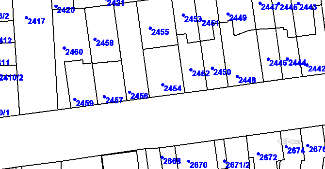 Parcela st. 2454 v KÚ Líšeň, Katastrální mapa
