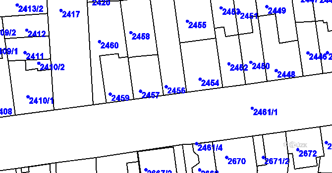 Parcela st. 2456 v KÚ Líšeň, Katastrální mapa