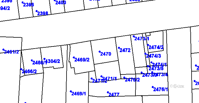 Parcela st. 2470 v KÚ Líšeň, Katastrální mapa