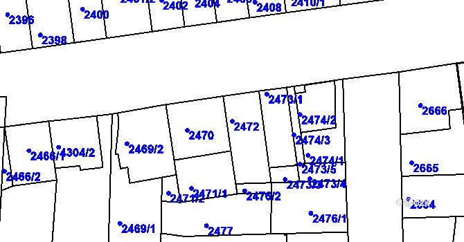 Parcela st. 2472 v KÚ Líšeň, Katastrální mapa
