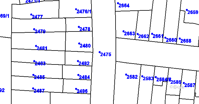 Parcela st. 2475 v KÚ Líšeň, Katastrální mapa