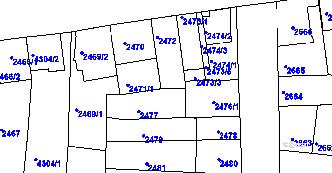 Parcela st. 2476/2 v KÚ Líšeň, Katastrální mapa