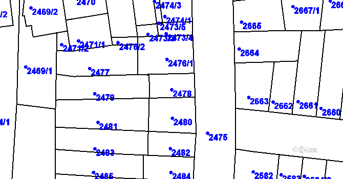 Parcela st. 2478 v KÚ Líšeň, Katastrální mapa