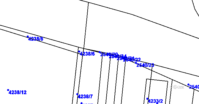 Parcela st. 2540/20 v KÚ Líšeň, Katastrální mapa