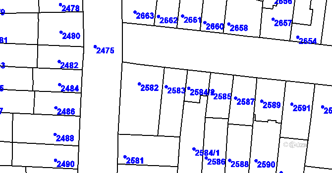Parcela st. 2583 v KÚ Líšeň, Katastrální mapa