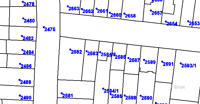 Parcela st. 2584/2 v KÚ Líšeň, Katastrální mapa