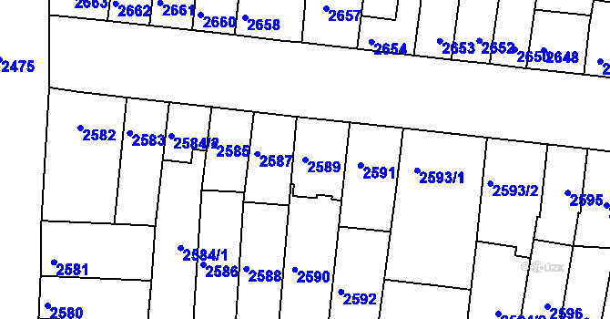 Parcela st. 2589 v KÚ Líšeň, Katastrální mapa