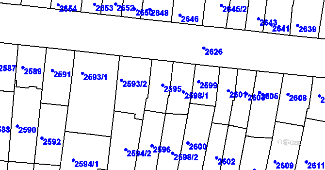 Parcela st. 2595 v KÚ Líšeň, Katastrální mapa