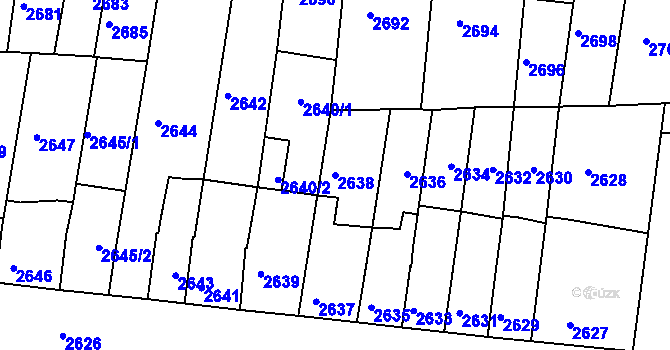 Parcela st. 2638 v KÚ Líšeň, Katastrální mapa