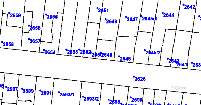 Parcela st. 2648 v KÚ Líšeň, Katastrální mapa