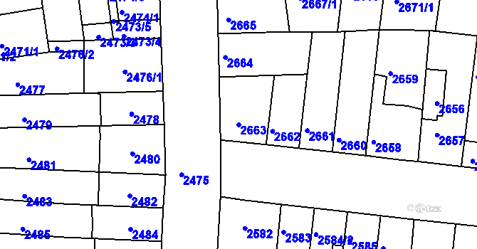 Parcela st. 2663 v KÚ Líšeň, Katastrální mapa