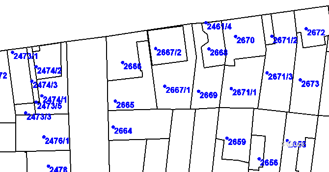 Parcela st. 2667/1 v KÚ Líšeň, Katastrální mapa