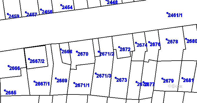 Parcela st. 2671/2 v KÚ Líšeň, Katastrální mapa