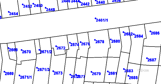 Parcela st. 2676 v KÚ Líšeň, Katastrální mapa