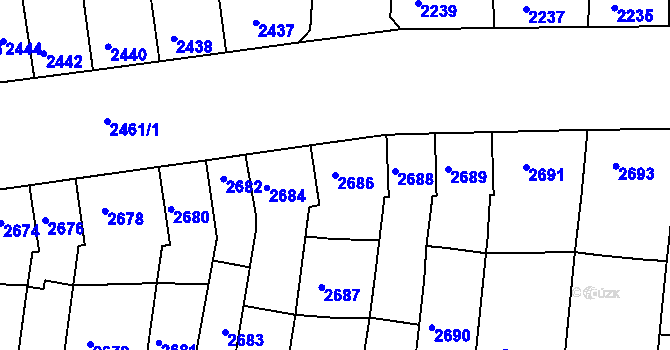 Parcela st. 2686 v KÚ Líšeň, Katastrální mapa
