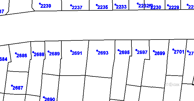 Parcela st. 2693 v KÚ Líšeň, Katastrální mapa