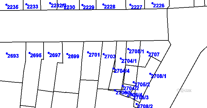 Parcela st. 2703 v KÚ Líšeň, Katastrální mapa