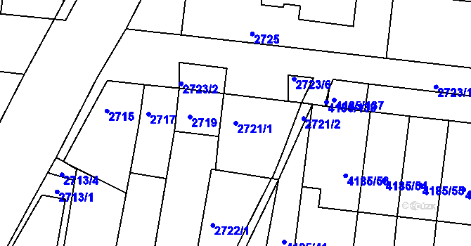 Parcela st. 2721/1 v KÚ Líšeň, Katastrální mapa
