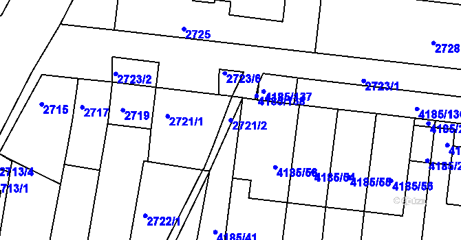 Parcela st. 2721/2 v KÚ Líšeň, Katastrální mapa